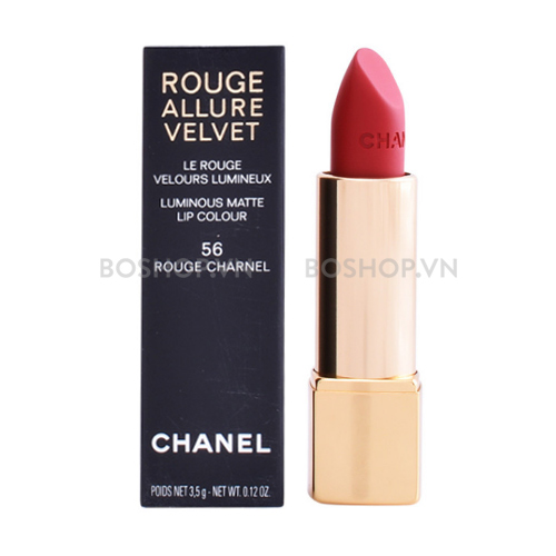 SON CHANEL ROUGE ALLURE VELVET màu 56 ROUGE CHARNEL  Son môi