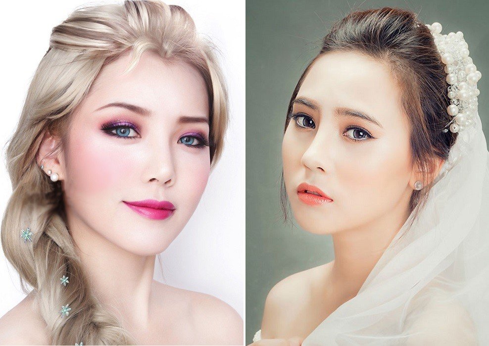 Trang điểm cô dâu kiểu bông tuyết.