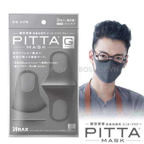 Khẩu Trang Nhật Bản Arax Pitta Mask Gray 3 Cái