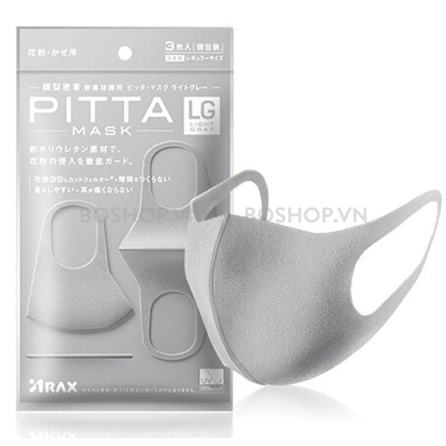 Khẩu Trang Nhật Bản Arax Pitta Mask Light Gray 3 Cái