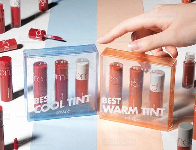 13 - Nước hoa, mỹ phẩm: Set 3 Cây Son Mini Romand Best Cool Tint 5ee1dc2abf761-set-3-cay-son-mini-romand-best-tint-edition-boshop-1