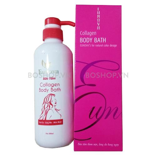 Sữa Tắm Sáng Da Eunova Collagen Body Bath 600ml Hồng