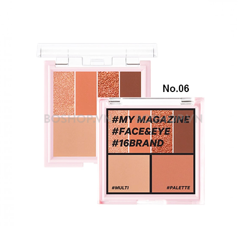 Phấn Mắt Đa Năng 6 Ô 16 Brand My Magazine Multi Palette No.06 Burnt Pecan Mood