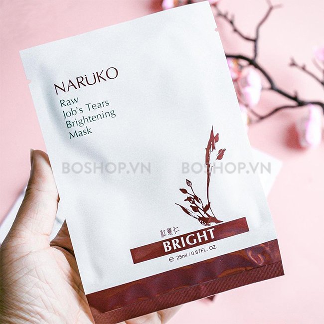 Mặt nạ giấy ý dĩ nhân đỏ dưỡng sáng da Naruko Raw Job’s Tears Brightening Mask 25ml