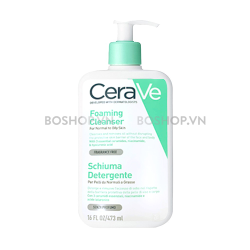 Sữa Rửa Mặt Cho Da Thường Và Da Dầu CeraVe Foaming Facial Cleanser 473ml