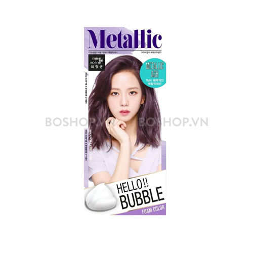 Thuốc Nhuộm Tóc Dạng Bọt Phiên Bản Black Pink Mise En Hello Bubble #7MA Metallic Ash