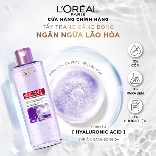 Nước Tẩy Trang L'Oreal Làm Sạch Và Cấp Ẩm Revitalift Hyaluronic Acid  Hydrating Micellar Water 400ml – Bonita Cosmetic Shop