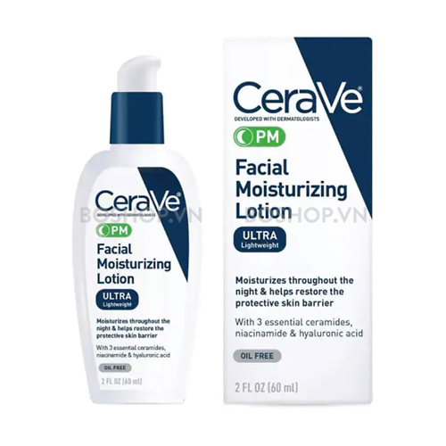 Kem Dưỡng Ẩm Dưỡng Da Ban Đêm Cerave PM Facial Moisturizing Lotion Ultra Lightweight 60ml