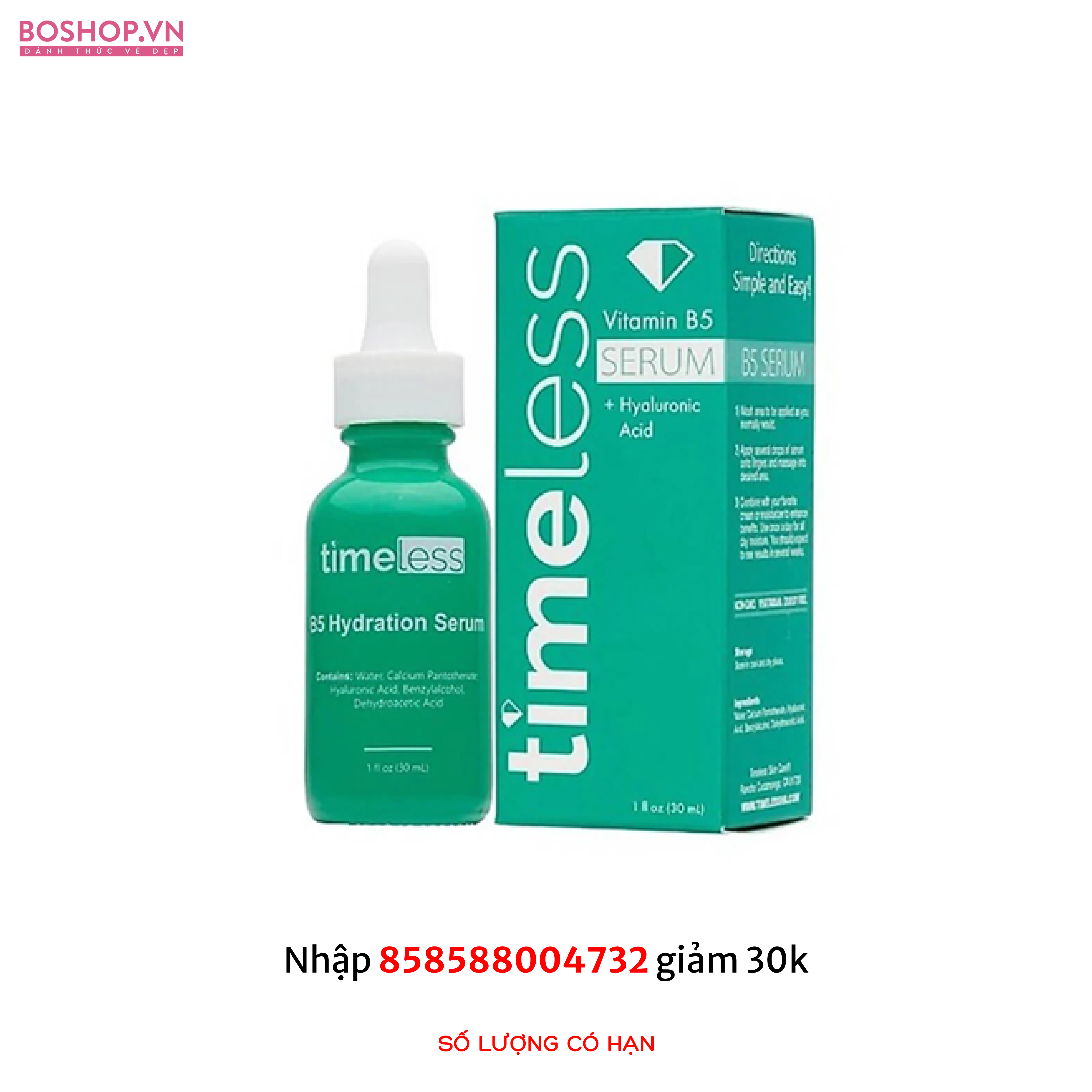 Tinh Chất Cấp Nước, Phục Hồi Da Timeless Vitamin B5 Hyaluronic Acid 30ml