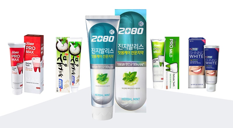 Dòng sản phẩm kem đánh răng 2080 bán chạy top đầu Hàn Quốc.