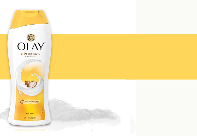 Olay sử dụng tinh chất bơ shea trong sữa tắm Olay Ultra Moisture With Shea Butter Body Wash tạo nên loại sữa tắm với công nghệ “khóa ẩm” dài lâu.