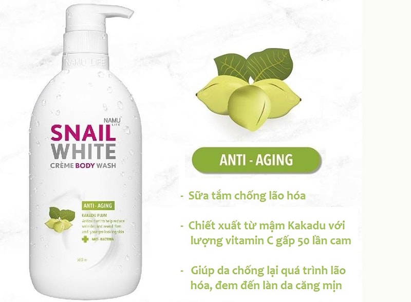 Sữa tắm Snail White Kakadu Plum “Anti – aging” chống lão hóa.