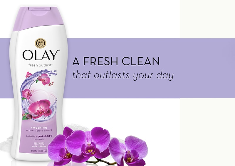 Sữa tắm Olay Fresh Outlast Soothing Orchid & Black Currant có bán tại Bo shop.