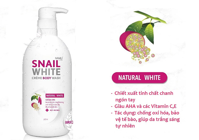 Công dụng của chanh Caviar trong sữa tắm Snail White Caviar Lime.