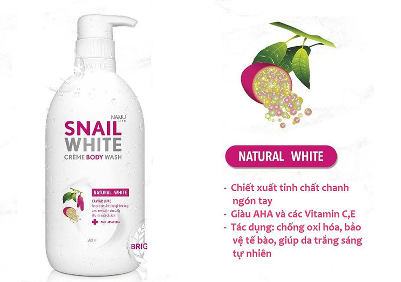 Công dụng của chanh Caviar trong sữa tắm Snail White Caviar Lime.