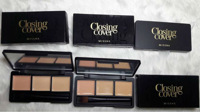 Kem che khuyết điểm Missha Closing Cover Palette 2 Honey Mix gồm 2 tone màu chính là hồng đào và be