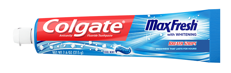 Thiết kế “mát lạnh”  của dòng kem đánh răng chăm sóc răng miệng Max Fresh With Whitening từ hãng Colgate Mỹ .