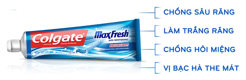 Colgate Max Fresh With Whitening sẽ giúp mọi thành viên trong gia đình bạn sở hữu hàm răng chắc khỏe và trắng sáng tự nhiên.