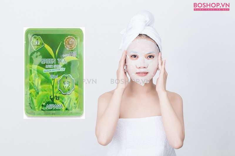 Mặt nạ cho da mụn Aspasia Green Tea Mask Sheet