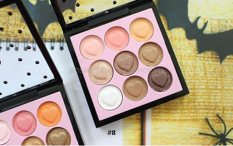 Phấn mắt Ashley Heart Shaped 9 Color No.08 lên màu cực chuẩn