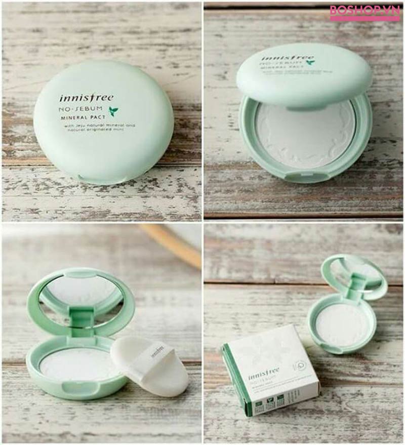 Phấn phủ Innisfree No Sebum Mineral Pact có kích thước nhỏ gọn, dễ dàng đem theo mỗi ngày