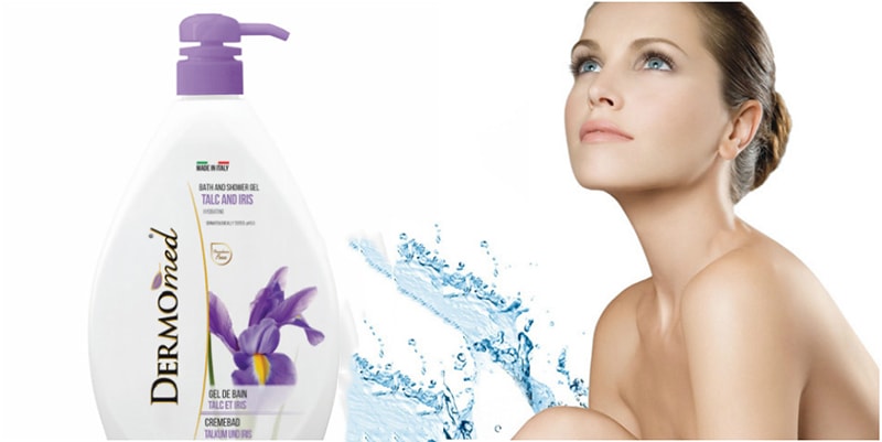 Sữa tắm Dermomed Cream Soap Talc & Iris For Body với bột talc giúp làn da khô thoáng cả ngày.