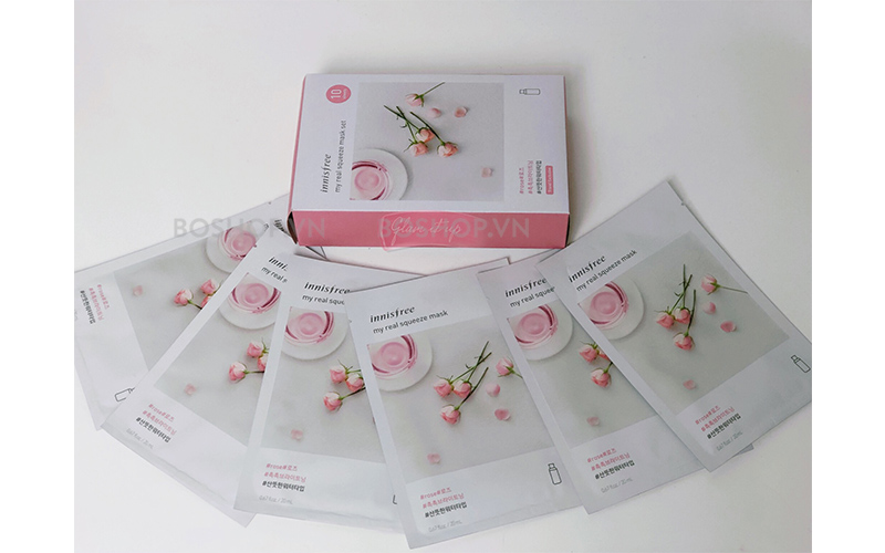 Trải nghiệm sự khác biệt khi đắp mặt nạ Innisfree My Real Squeeze Mask Rose
