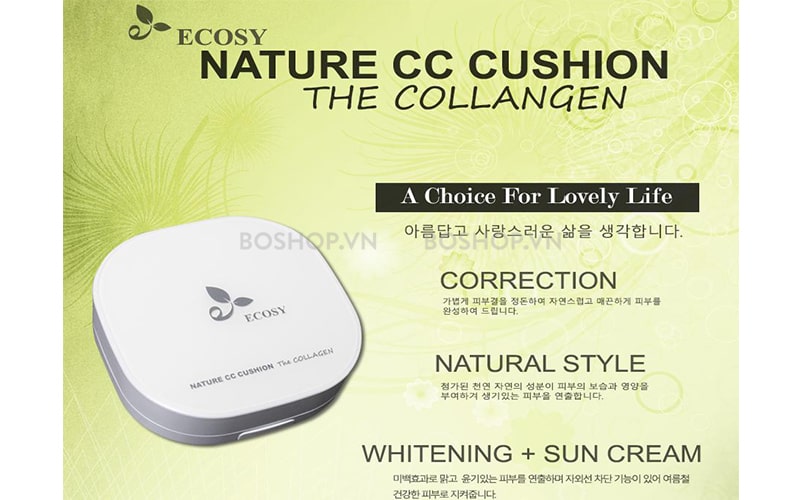 Phấn nước Ecosy Nature CC Cushion The Collagen #21 đến từ thương hiệu Ecosy của Hàn Quốc