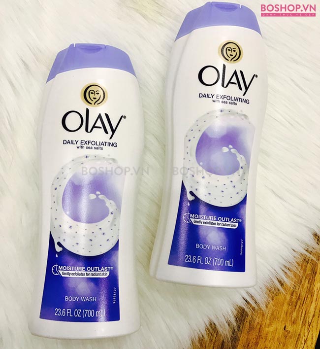 Sữa tắm tẩy tế bào chết Olay Daily Exfoliating With Sea Salts 700ml chiết xuất 100% thành phần tự nhiên