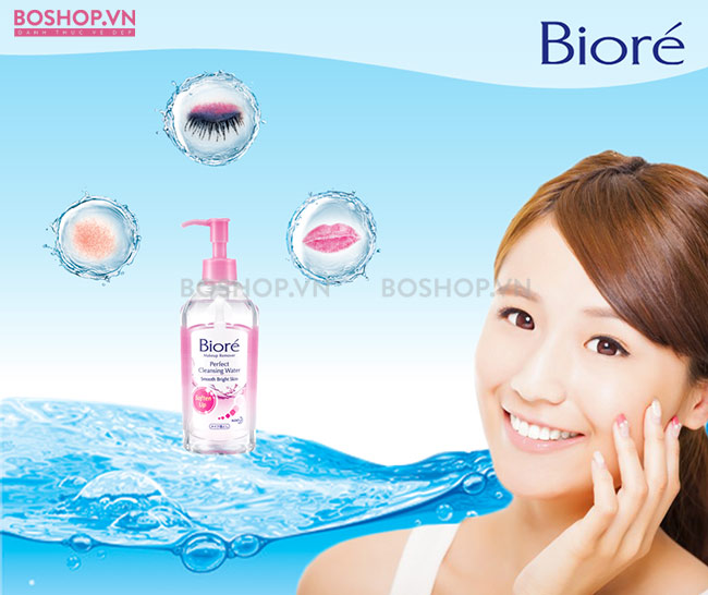 Tẩy trang Bioré Perfect Cleansing Water Soften Up tẩy sạch lớp trang điểm, bụi bẩn trên da mặt