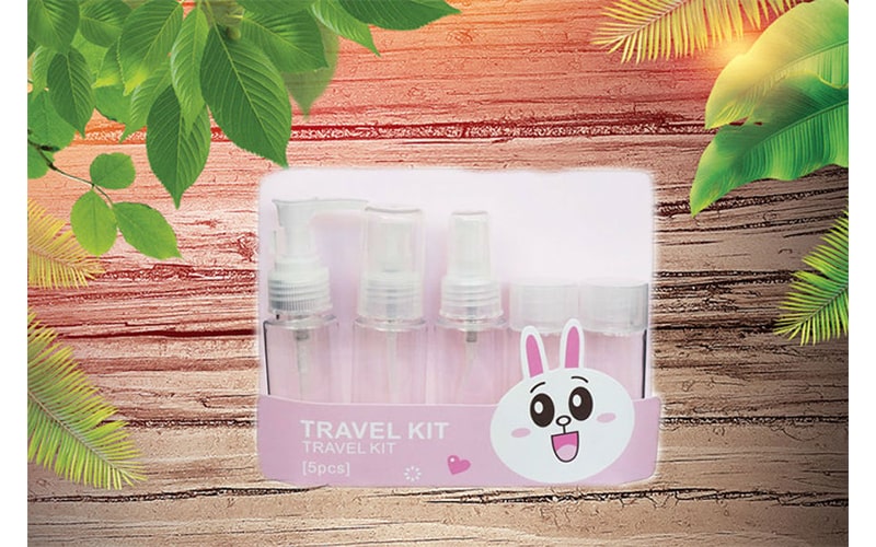 Bộ chiết mỹ phẩm thỏ hồng 5 món Travel Kit S951 chất liệu an toàn cho da sau nhiêu lần sử dụng