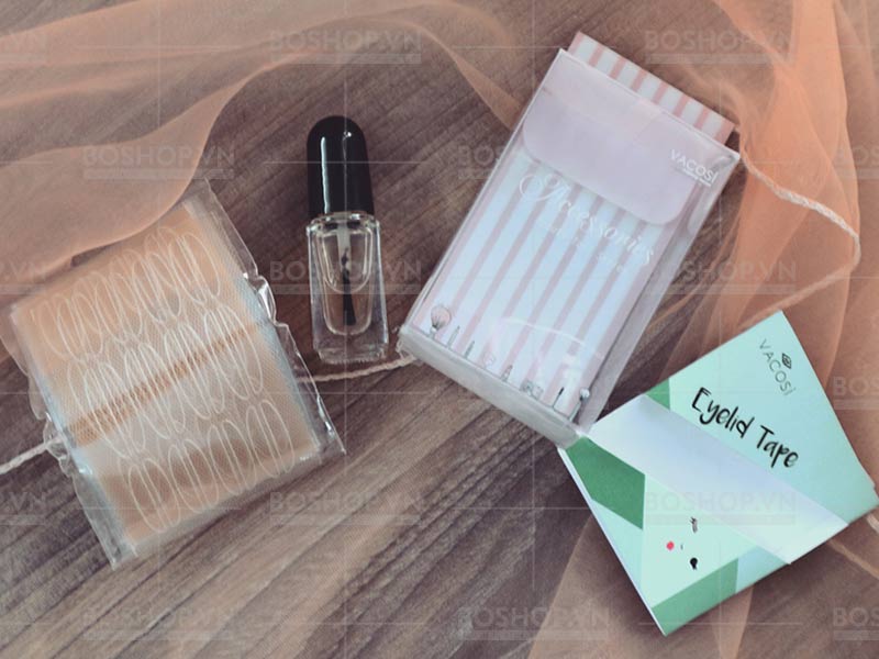 Bộ sản phẩm trang điểm mắt Vacosi Eyelid Tape 60 cặp miếng dán kích mí là dụng cụ không thể thiếu của các bạn nữ