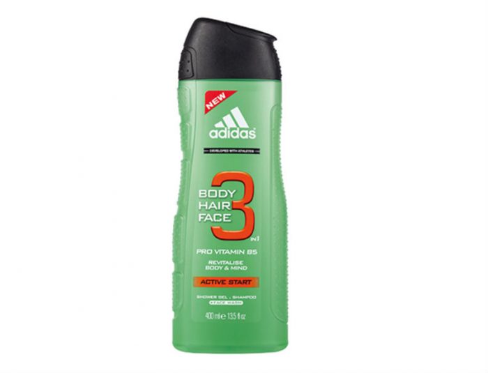 Gel tắm gội và rửa mặt Adidas 3 In 1 Active Start 400ml