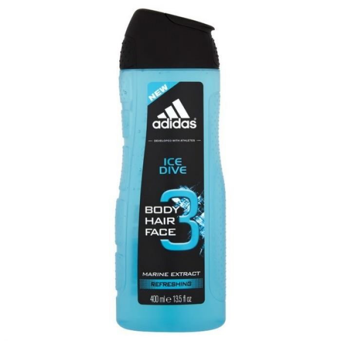 Gel tắm gội và rửa mặt Adidas 3 In 1 Ice Dive 400ml an toàn cho da