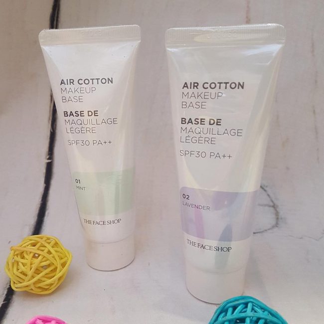 Kem lót The Face Shop Air Cotton Makeup Base No.01 Mint 40ml dành cho da hay bị ửng đỏ do kết cấu da hay bị mụn đỏ