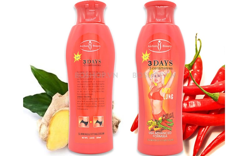 Kem tan mỡ bụng 3 Days Chilly 200ml chiết xuất từ gừng, ớt, trà xanh