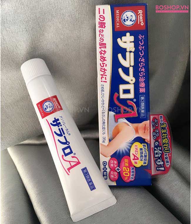 Thiết kế của kem trị viêm nang lông Rohto Mentholatum Zarapuro 35gr mang 3 màu chủ đạo xanh, trắng và hồng