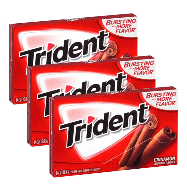 Kẹo cao su không đường vị quế Trident Cinnamon 14 Sticks