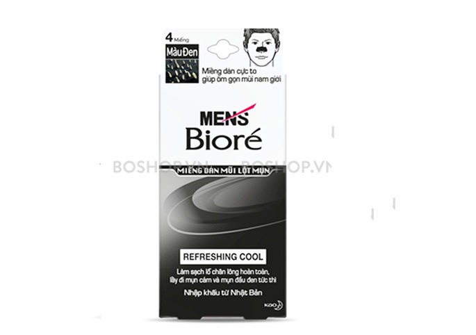 Mặt nạ lột mụn mũi nam Bioré Black Strip 4 miếng