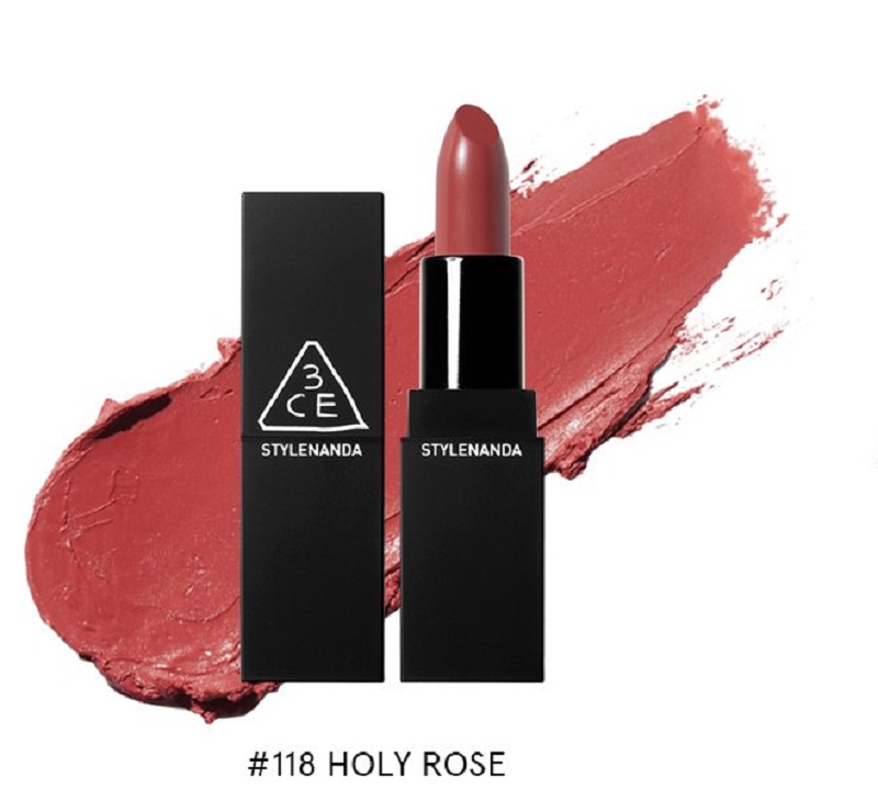 Son lì 3CE Lip Color Matte No.118 Holly Rose đỏ đất thời thượng