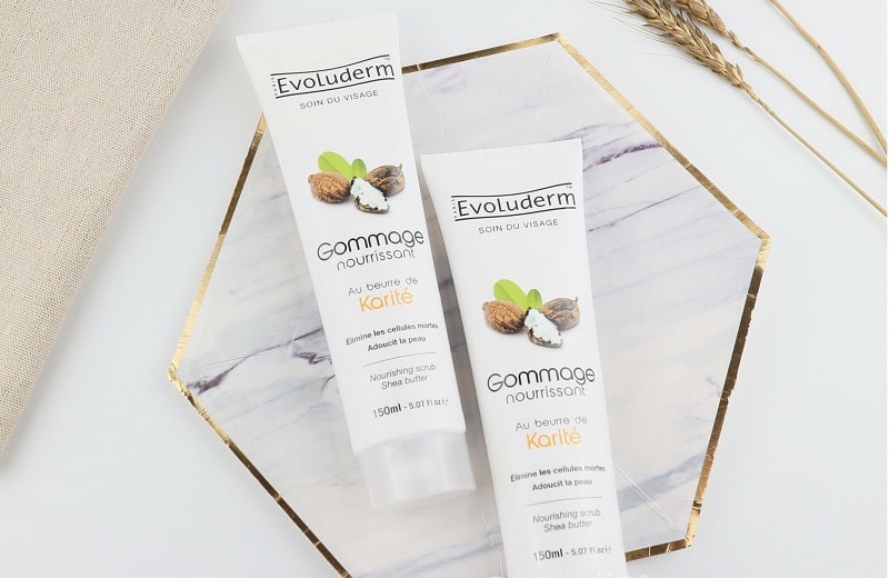 Tẩy tế bào chết Evoluderm Gommage Nourrissant Karité 150ml thích hợp sử dụng cho da thường và da khô
