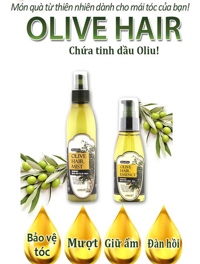 Tinh chất dưỡng tóc Enesti Day To Day Olive Hair Essence 80ml cung cấp đầy đủ dưỡng chất cần thiết, giúp tóc bạn mềm mại, mượt mà