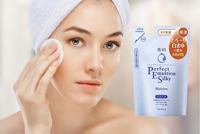 Tinh chất Senka Perfect Emulsion Silky Moisture Refill 150ml bảo vệ làn da khỏe mạnh, giảm tác động xấu từ môi trường