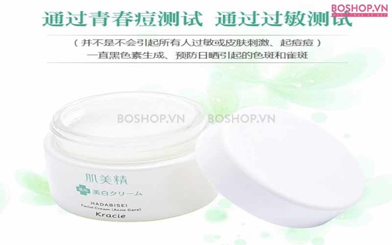 Kem dưỡng trắng cho da mụn Kracie Hadabisei Acne Care Medicated Whitening Cream 50gr sản phẩm chính hãng