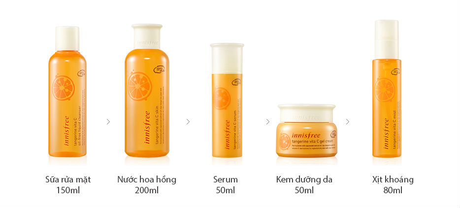 Kem dưỡng trắng da Innisfree Tangerine Vita C Gel Cream 50ml chiết xuất từ nước ép quýt giúp dưỡng sáng, làm mờ sạm, nám