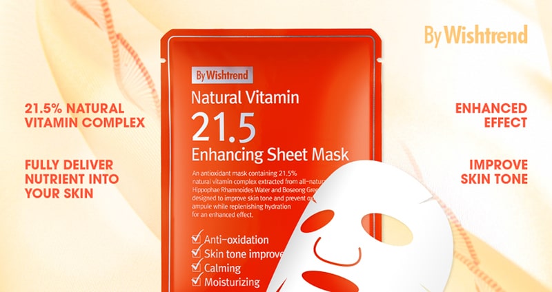 Thành phần tự nhiên, với các dưỡng chất cần thiết cho da từ mặt nạ By Wishtrend Natural Vitamin 21.5 Enhancing Sheet Mask