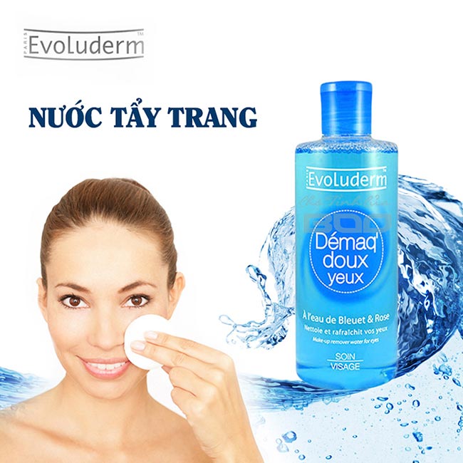 Nước tẩy trang mắt môi Evoluderm Démaq Doux Yeux 250ml an toàn cho da