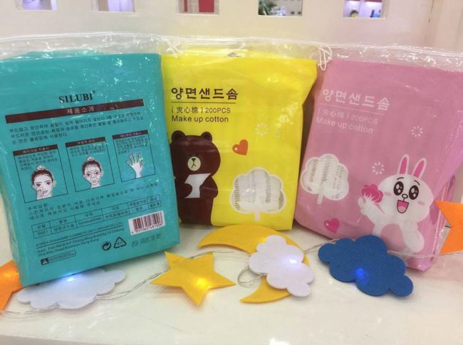 Bông tẩy trang Silubi Line Friend 200 miếng