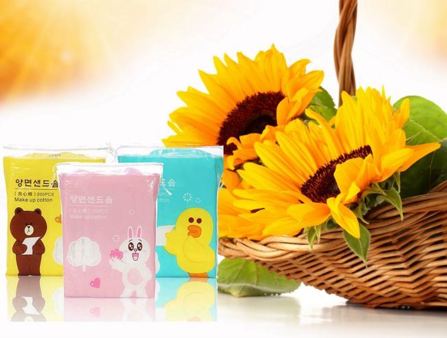 Bông tẩy trang Silubi Line Friend 200 miếng 100% cotton