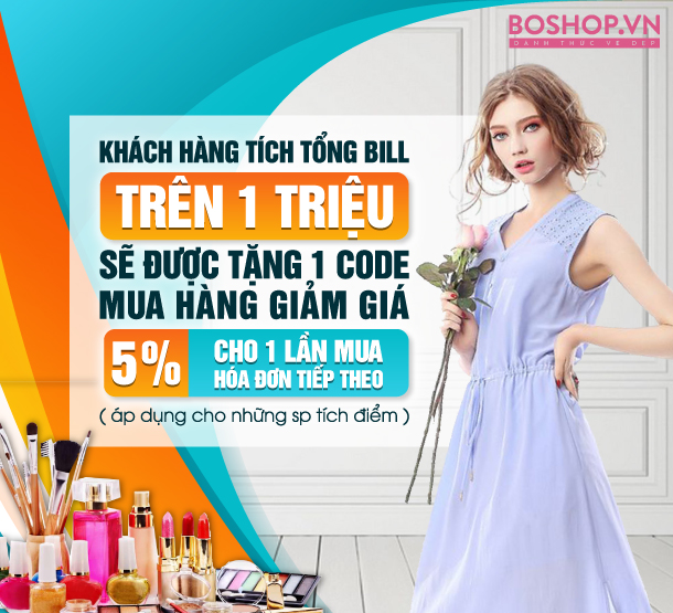 Giảm 5% với tổng bill trên 1 triệu Boshop